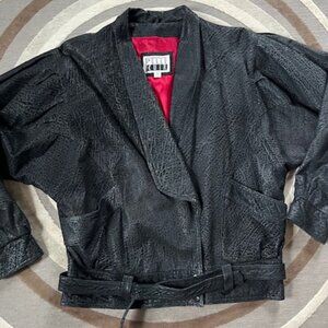 VINTAGE  Pelle Cuir Leather Suede Bomber  Black Jacket Size Medium